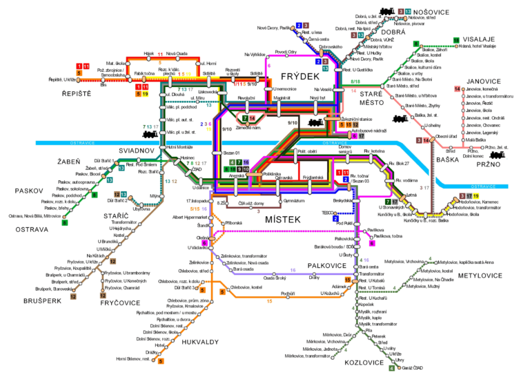 MHD Frýdek Místek Mapa cena jízdenek a jízdní řády Průvodce